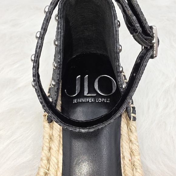 Jennifer Lopez Black Snakeskin Studed Espadrilles Size 7.5 - Picture 2 of 12